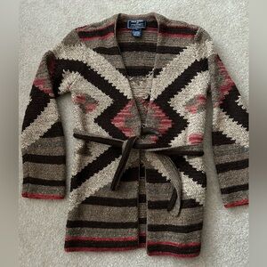 Vintage Ralph Lauren Wool Blend Southwest Aztec Pattern Cardigan Size Small
